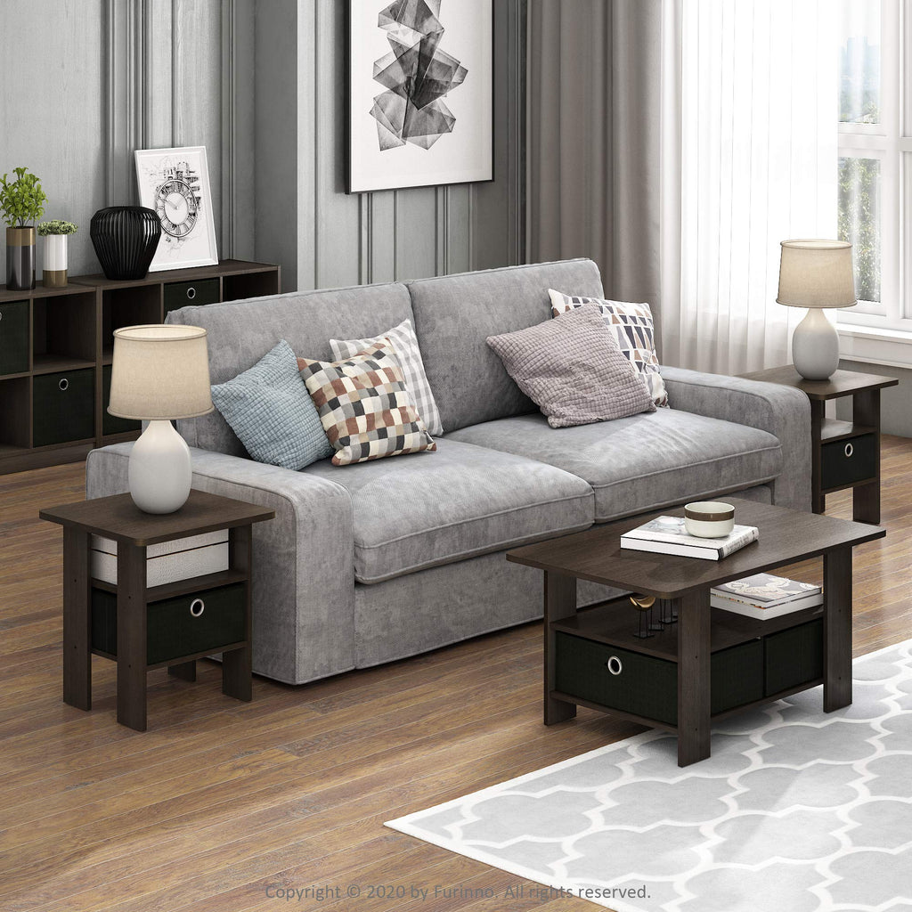 Brown 3-Tier Square Side Table Set of 2 L2656