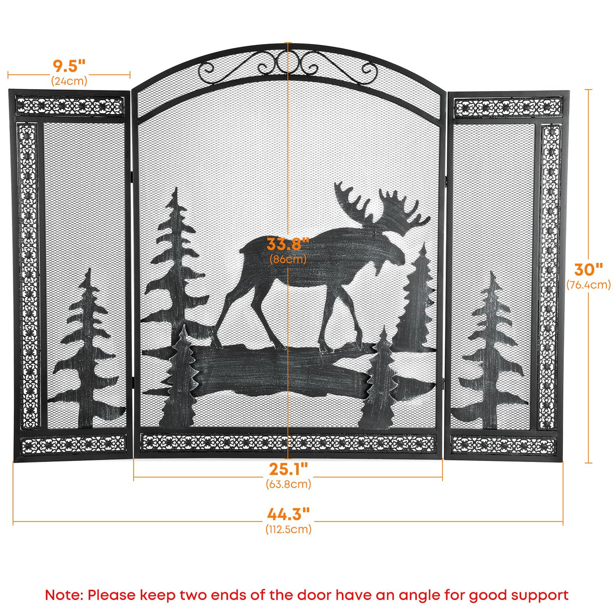 3 Panel Fireplace Screen with Guard Grate Z1909