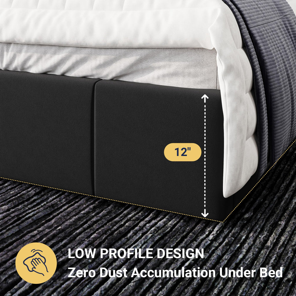 Queen Size Black Dutch Velvet Upholstered Platform Bed Frame S291225