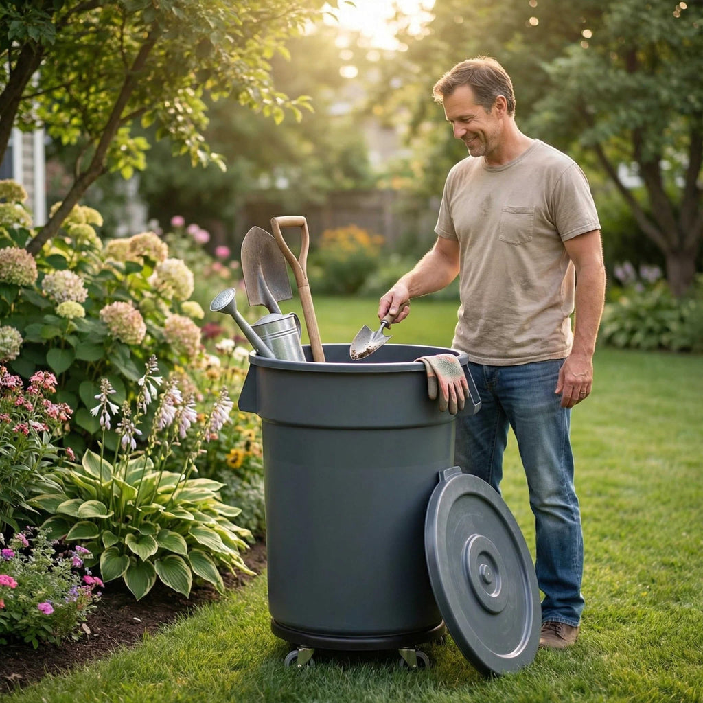 32 Gallon Outdoor Trash Can with Lid and Wheels Q60983