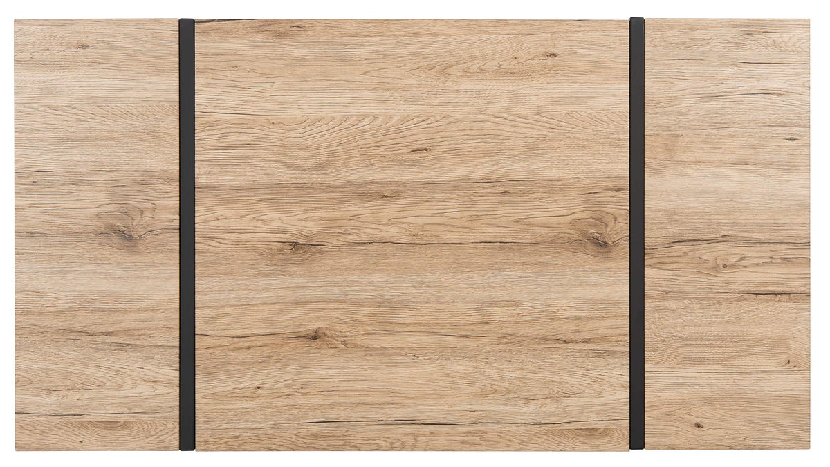 Rectangular Wood Top Black Metal Base Coffee Table E965