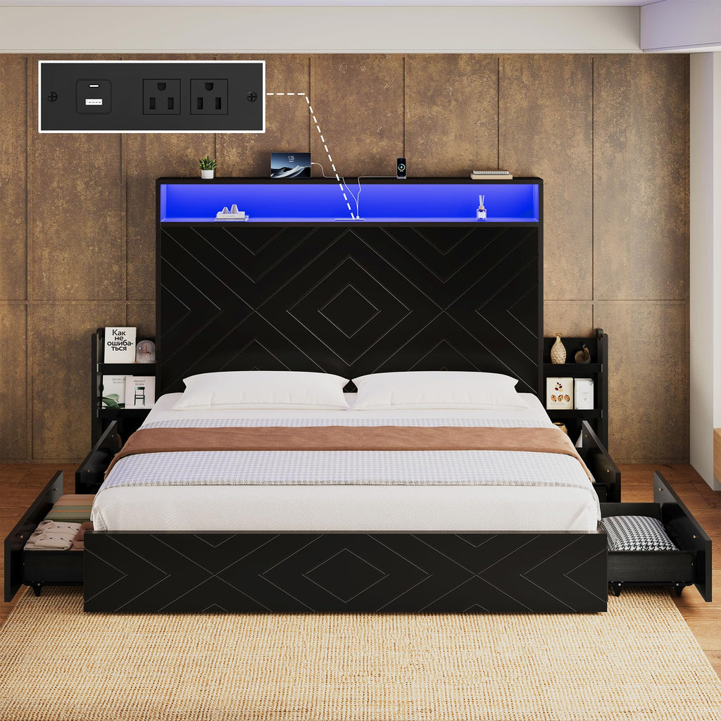 King Size Bed Frame with Tall Headboard G994246