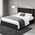 Queen Size Black Dutch Velvet Upholstered Platform Bed Frame S291225