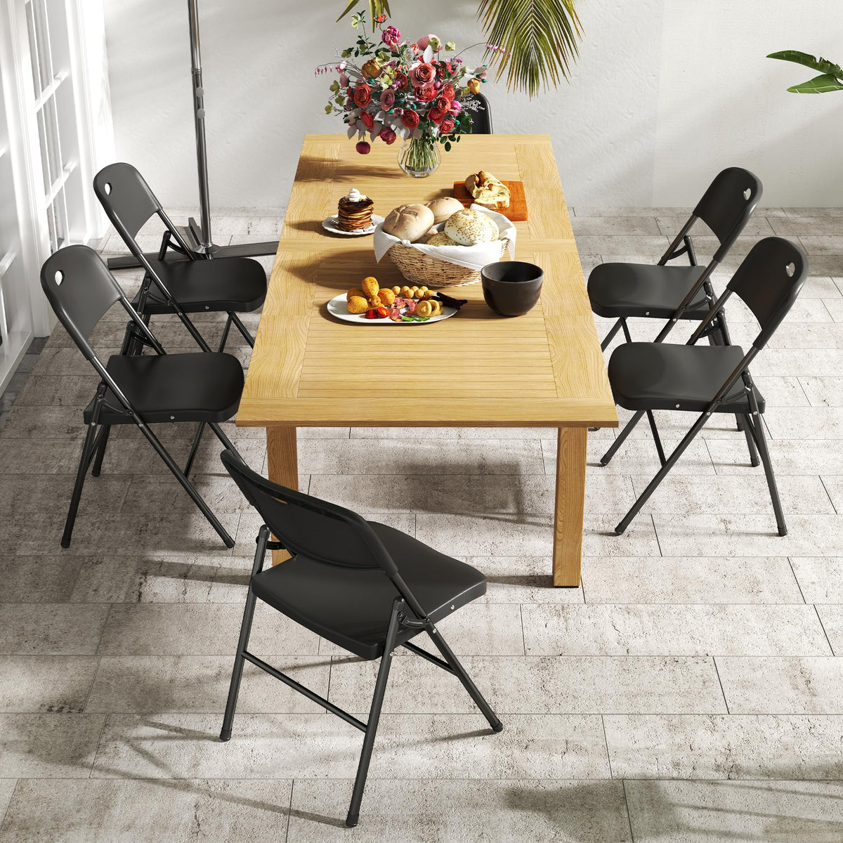 Folding Chairs Set of 10 Black E691