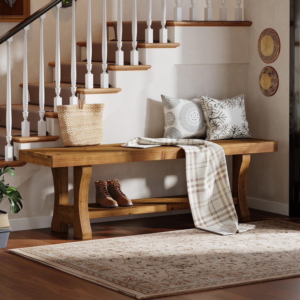 Brown Solid Wood Entryway Bench W98065