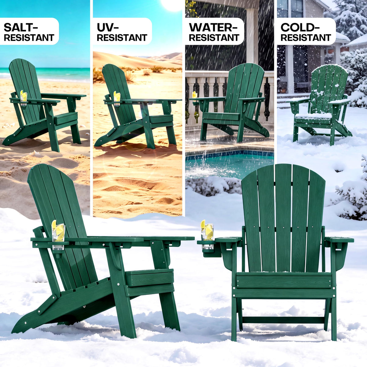 Folding Adjustable Adirondack Chair Set of 2 Green C44330